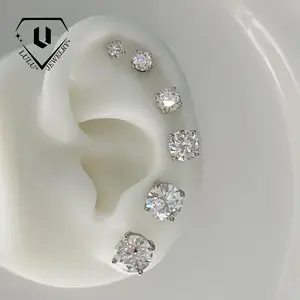 Synthetic Moissanite Stud Earrings for Women, Elegant and Delicate Daily Wear Jewelry, Versatile Gift for Adults