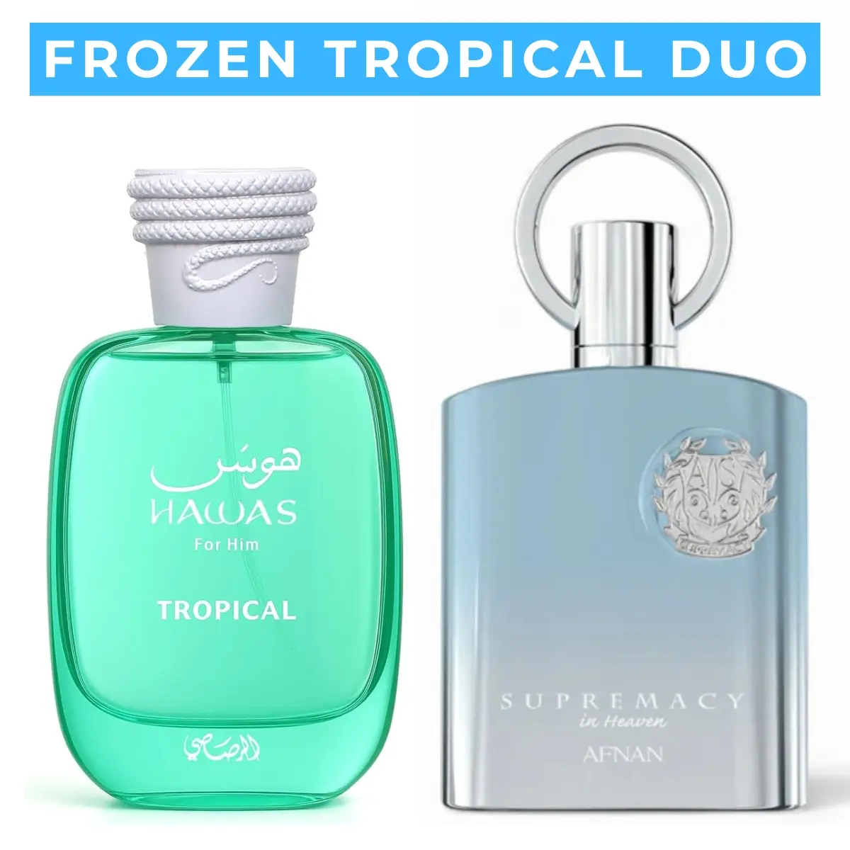 Men's Fragrance Bundle Set - Afnan Supremacy In Heaven & Rasasi Hawas Tropical Duo Gift Box, 100ml (3.4oz) EDP, Blackcurrant, Citrus, Icy Tea & Sweet Tropical Fruits, Long-Lasting Effects, Authentic Premium Cologne, Blackcurrant Men's Fragrance, Bundle Se