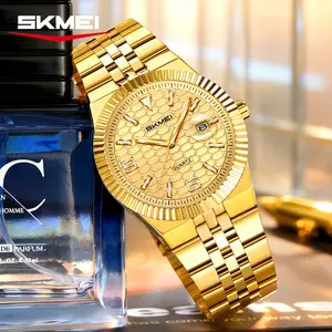 Men's Minimalist Gold Analog Watch - Honeycomb Design, Modern Round Dial, Simple Style for Daily & Formal Wear