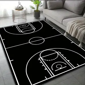 Black Basketball Court Pattern Carpet Door Floor Mat Doormat Non-slip Floor Mat Living Room Decor Rug