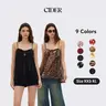 Cider Women's Retro Animal Print Chiffon Nightwear - Sleeveless Square Neck Bow Babydoll, All Over Print Polyamide Semi-Sheer Sleeveless Cami Nightdress Loungewear with Light Drape