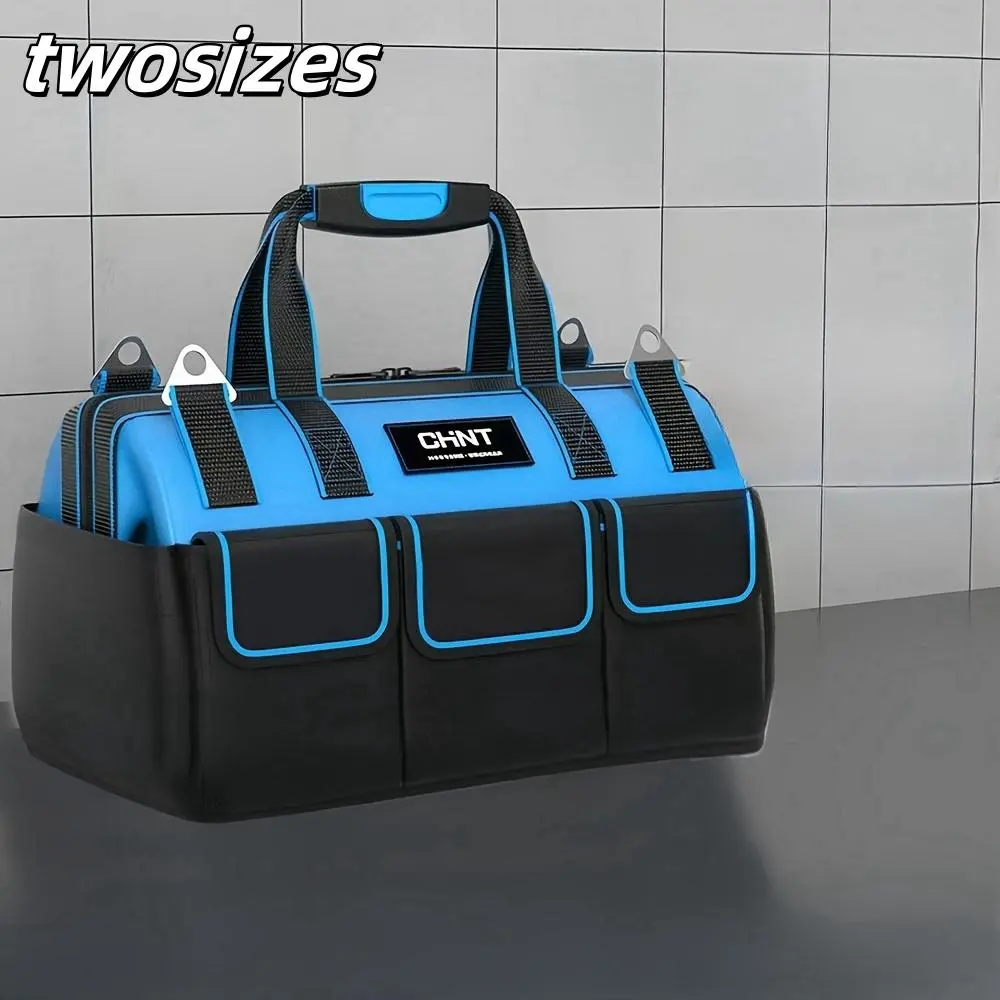 Waterproof Tool Bag, Multifunctional Tool Organizer with Tool Pockets and Rubber Bottom, Portable Heavy Duty Handle Tool Storage Bag for Electrician & Plumber, Tool Organizing Bag, Tool Pouches (Bag Only, No Tools)