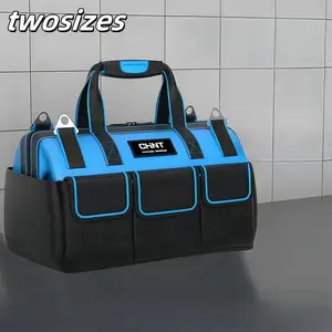 Waterproof Tool Bag, Multifunctional Tool Organizer with Tool Pockets and Rubber Bottom, Portable Heavy Duty Handle Tool Storage Bag for Electrician & Plumber, Tool Organizing Bag, Tool Pouches (Bag Only, No Tools)