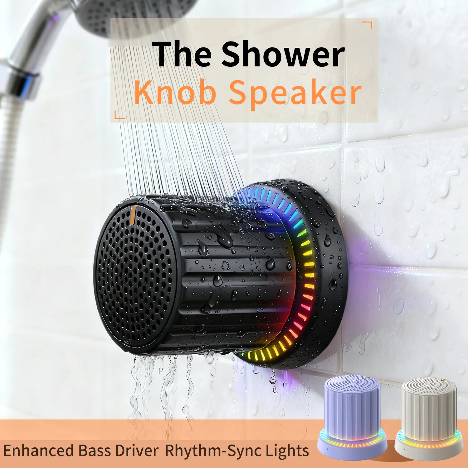 Magnetic Wireless Bluetooth Speaker — IPX5 Water-Resistant, Supports TWS Pairing, with LED Ambient Lighting. Ideal for use in the bathroom (shower), kitchen, or outdoors; a truly portable speaker.
