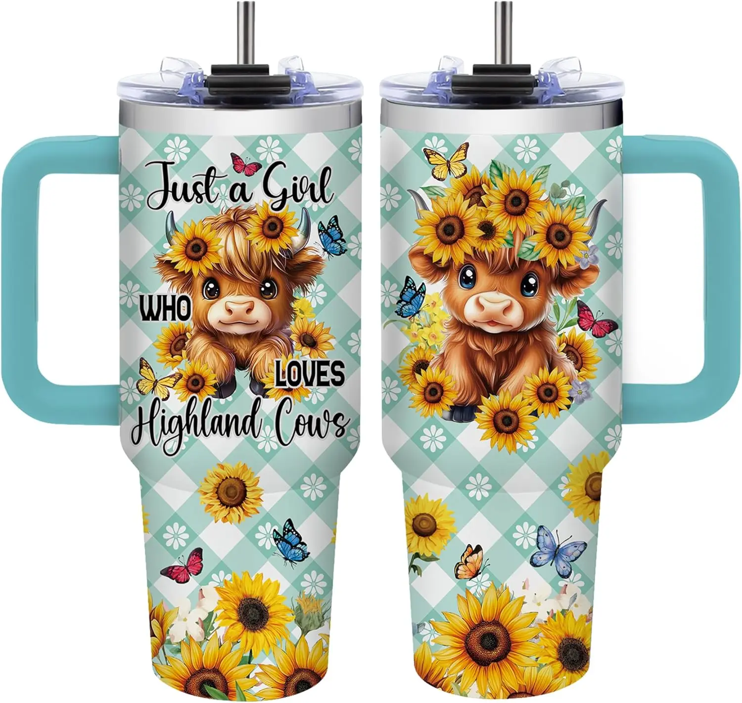 Just A Girl Who Loves Highland Cows 40oz Tumbler, Cute Animals Tumbler With Handle - scs17764