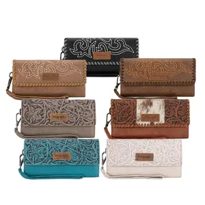 Wrangler Western Wallets for Women Trifold Wristlet Wallets Large Capacity Women Clutch Wallet with Coin Purse