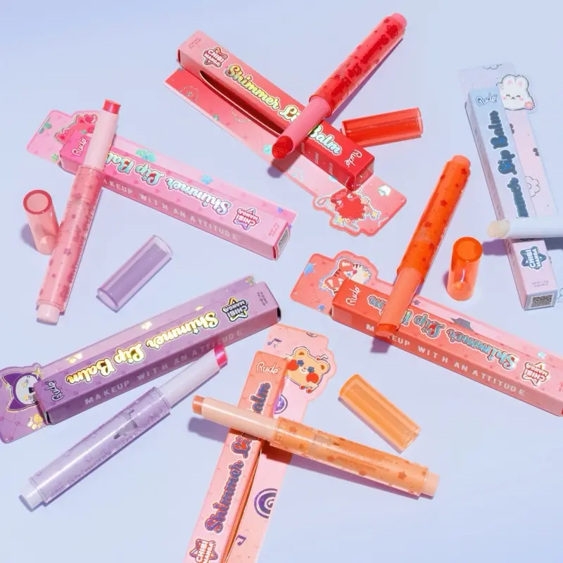 Rude Cosmetics Chibi Manga Collection Shimmer Lip Balm - Makeup Lip Care Product with Hydrating Benefits, Available in 2 Shades (Doubles as Lipgloss & Lipstick Alternative)