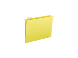 Business Source Hanging File Folders, Letter Size, Yellow, 25/Box (BSN03177)