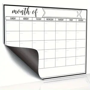 Magnetic Dry Erase Refrigerator Calendar Whiteboard, Kitchen Fridge Planner, Self-Discipline Learning Check-In Board, Weekly Planner, Monthly Planner Magnet, 1 Piece