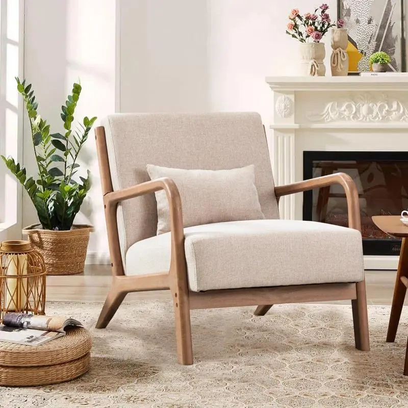 [DealsForYouDays] Hertford Mid Century Modern Accent Chair, Comfy Fabric Living Room Chairs with Solid Wood Frame, Lounge Reading Armchair, Easy Assembly