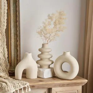Modern Ceramic Vase, 3 Counts/set Creative Design Vase, Desktop Decoration for Home Living Room Bedroom Office, Home Table Decor, Interior Ornaments, Flower Arrangement Vase, Modern Plant Vase, Home Decorative Vase, Decorative Vases for Home Decor