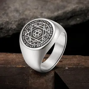 GTHIC Unisex Hexagram 12 Zodiac Sign Stainless Steel Ring Daily Wear Birthday Gift