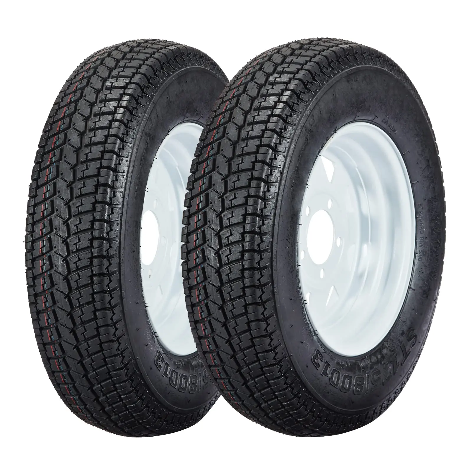 Garvee 2 Pack ST175/80D13 Tire, 5 Lug on 4.5", 6PR Load Range C, ST175 80D13 Tire for Travel/Camper/Landscape/Cargo/Utility/Boat/Horse/Farm