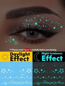 Glow-In-The-Dark Ink Temporary Tattoo, Star Eye Design, Waterproof Body Art for Face & Body, Lasts 2-5 Days, Ideal for Parties & Gifts