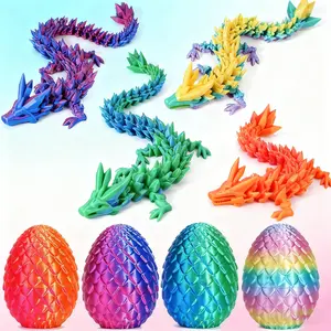 Valentine's Day Gift |  4PCS 3D Printed Easter Dragon Eggs with Mini Dragon Inside Articulated Crystal Dragon Unique Toys for Easter Basket Stuffers Engaging Imaginative Play Decorations