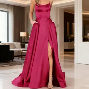 Solid-color long dress, slim fit off-shoulder elegant-style bridesmaid evening gown