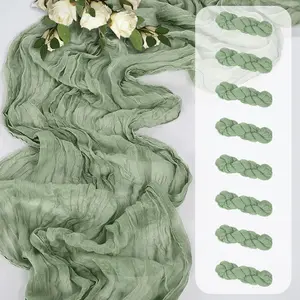 10pc Pink Cheese Cloth Table Runner, Boho Bohemian Style Sheer Chiffon Table Runner, Transparent Tablecloth For Wedding Bride Birthday Party Table Decor