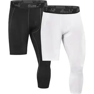 Men's 3/4 One Leg Compression Tights Single Leg Basketball Compression Pants Leggings Base Layer for Athletic Men's Breathable Fitness Sports Pants workout  leggings oner  active workout ultrasculpt legging daily workout Fathersdaygift