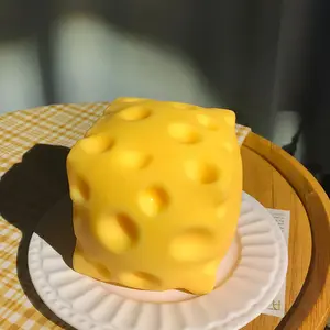 10cm Large Cheese Squishy Block - Squeeze Stress Relief Toy with Soft-Touch Slow Rebound Texture, Squishy Cheese Block