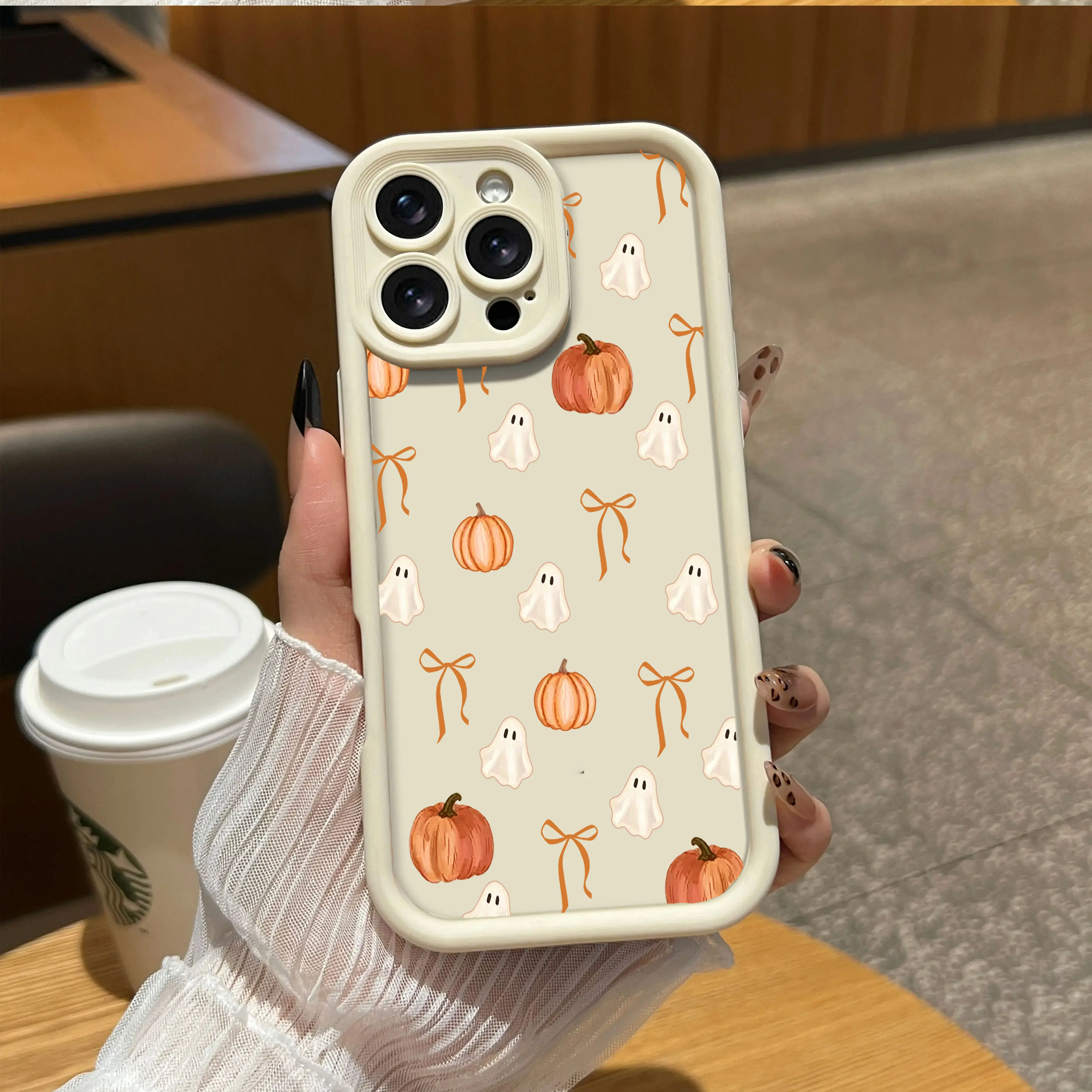 Halloween Ghost Pumpkin Bow Phone,Shockproof TPU Protective Case, Scratch Resistant Trendy Phone Cover for iPhone 17 Pro Max/16/15/14/13/12 Samsung Galaxy S26 Ultra S25 S24 S23 S22 PLUS FE,A stylish and cute holiday gift, perfect for friends and family