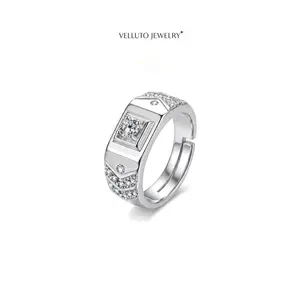 Platinum-Plated Moissanite Adjustable Ring, 2.0 Carat Total Weight – Double Refractive Properties, High-Definition Product Photos, Simple and Elegant