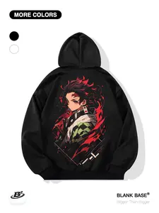 Demon Slayer Tanjiro Graphic Hoodie, Loose Fit Casual Unisex Sweatshirt with Pocket, Breathable Outdoor Sportswear for Men and Women