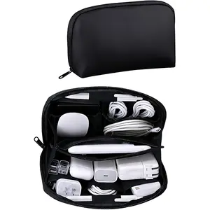 Travel Tech Pouch，Waterproof Cord Case，Electronics Organizer Travel Case，Cable Organizer Storage Bag For Phone, Charger, Accessories(BLACK)