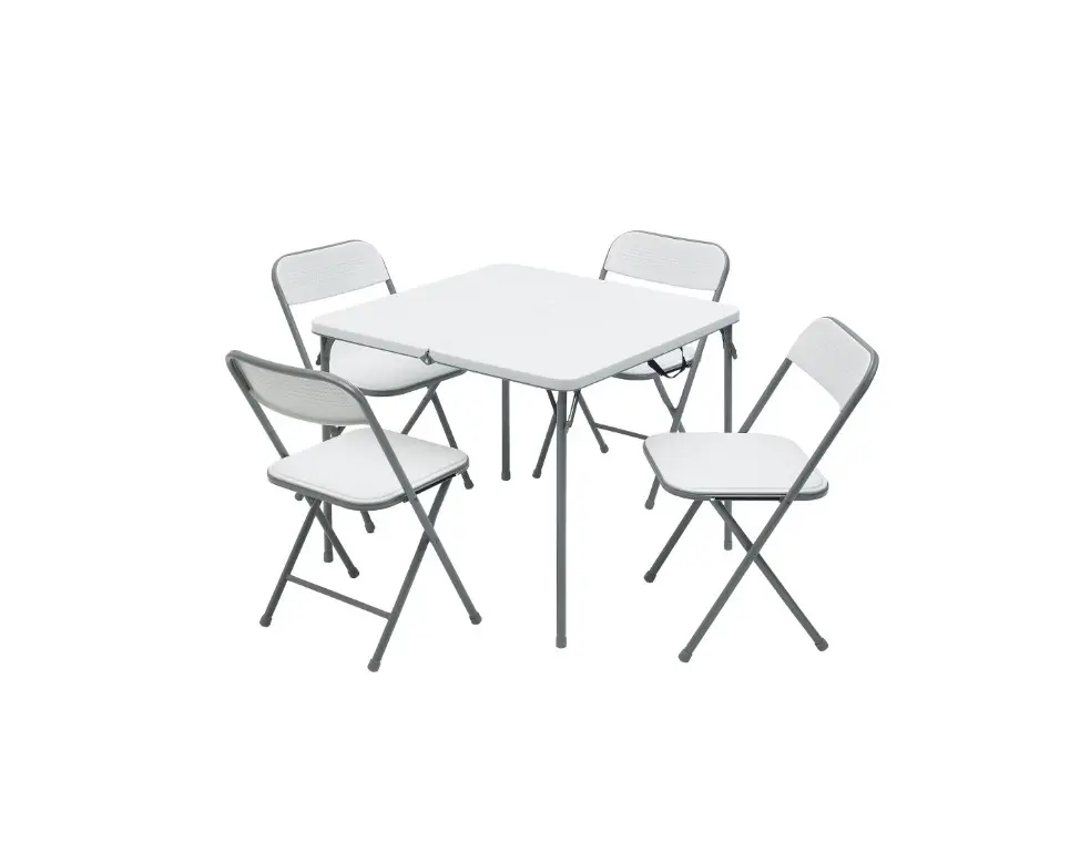Mainstays 5-Piece 34" Square Centerfold Folding Card Table and 4 Folding Chairs Set, White