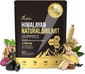 Shilajit Gummies 4000mg High Potency Supplement with Ashwagandha Fulvic Acid Trace Minerals Sugar Free Vegan for Energy Stamina Immune Support Hormone Balance Stress Relief for Men Women