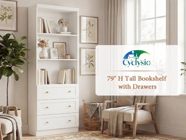 80"Tall Display Bookcase with 3 Wooden Drawers, 24'' W Adjustable Shelves Etagere Bookshelf for Living Room, Home Office, Modern Storage Cabinet 80"Tall Display Bookcase with 3 Wooden Drawers, 24'' W Adjustable Shelves Etagere Bookshelf for Living Room, Home Office, Modern Storage Cabinet