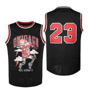 Mens Skull Jersey #23 Basketball Jersey King MVP Team Game Embroidered 90's Sleeveless Sport Top Athletic Outfits S-XXL