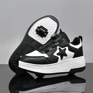 Youngsters' Trendy Roller Skate Sneakers - Detachable Wheels, Rotating Closure, Breathable Lining Boys & Girls - All Seasons trainers