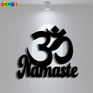 1pc Minimalist Om Symbol with Namaste Metal Wall Art, Minimalist Om Symbol with Namaste Statue Mural, Iron Craft, Perfect for Gallery, Studio, Office Wall Decor, Artistic Metalwork, Silhouette Wall Decor, Christmas Decor, Ideal Gift for Spiritual Seekers