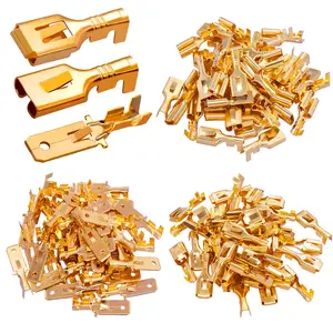 150PCS 6.3mm Male Female Spade Connector 1/4 inch Quick Splice Crimp Terminals Non Insulated Wire Connector for Electrical Wiring Relay Car Audio Speaker N-005-6.3