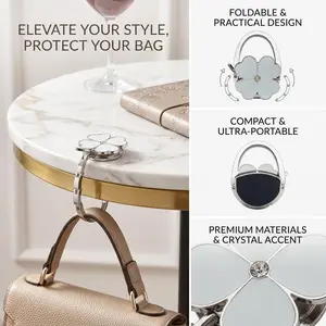 Foldable Clover Purse Hook, Portable Table Handbag Hanger, Compact Travel Bag Holder, Durable Foldable Hook for Home Outdoor and Restaurant