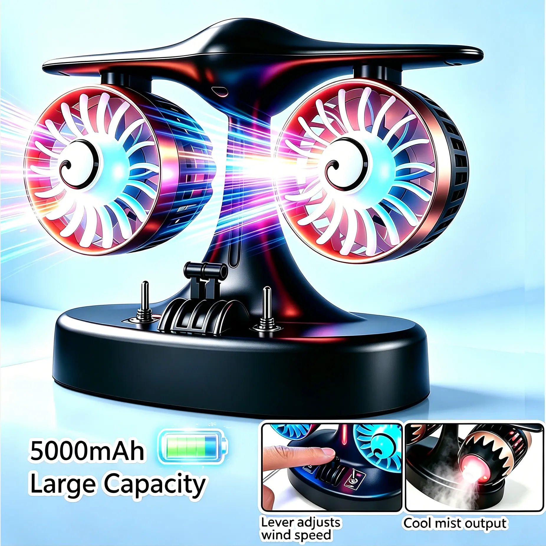 Jet Engine Fan, Creative Desktop Jet Engine Model with Colorful Lights, Aviation-Inspired Tech Decor Gift for Engineering Enthusiasts