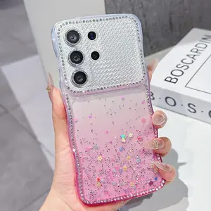 Shiny Star Diamond Wave Heart Glitter Phone Case, Shockproof Full Coverage, Creative Protective Cover for Samsung Galaxy S26 Ultra/s25 Plus