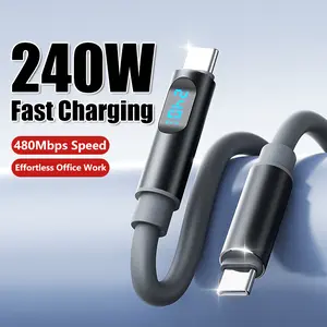 Pd240w Fast Charging Cable, Type-C to Type-C Digital Display Charger, Pd3.1 High-Speed Data Transfer Line for iPhone, iPad, Macbook, Samsung