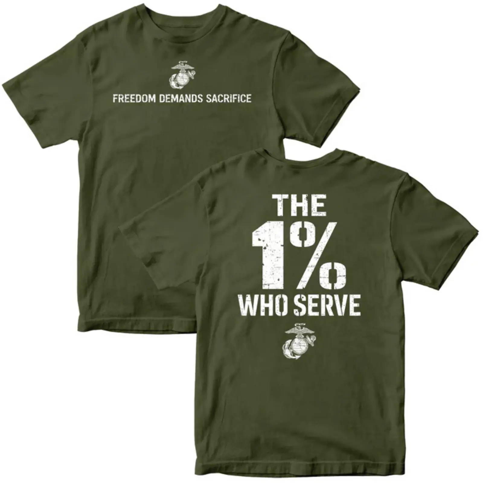 "The 1% Who Serve" Graphic Crewneck T-Shirt, Streetwear USMC Marine Corp Top, S-3XL Graphic T-Shirts "The 1% Who Serve" Graphic Crewneck T-Shirt, Streetwear USMC Marine Corp Top, S-3XL Graphic T-Shirts