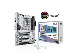 ASUS Z790-AYW WIFI W II Intel Z790 (LGA 1700) ATX motherboard with PCIe 5.0, three M.2 slots, 12+1 DrMOS, DDR5, WIFI 6, Realtek 2.5Gb LAN, HDMI, rear USB 10Gbps Type-C and Type-A, front USB 10Gbps Type-C, Thunderbolt (USB4), Aura Sync