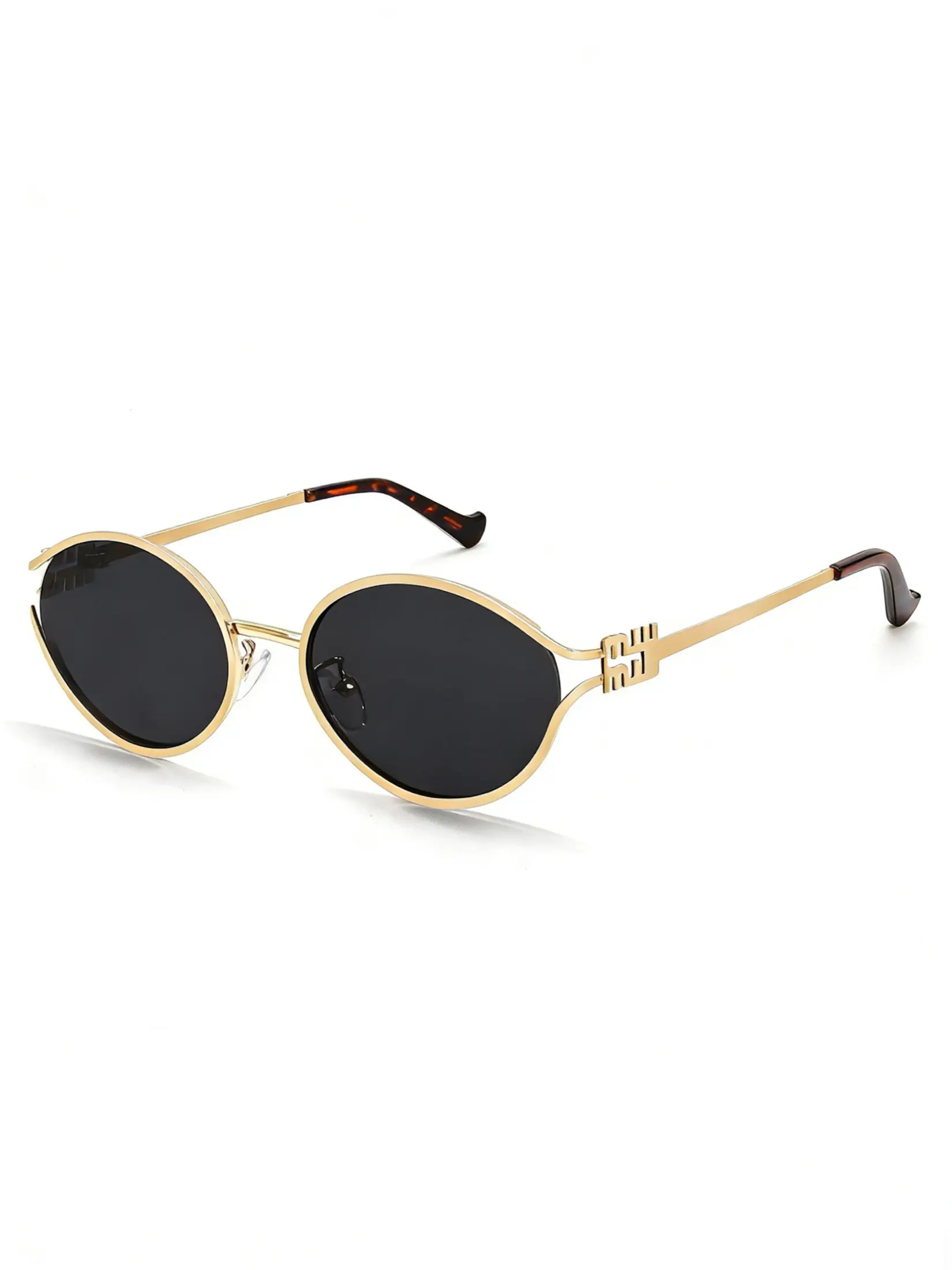 Retro Oval Sunglasses for Women & Men, Small Sunglasses, Trendy Gold Frame Summer Shades, Cute Designer Sunglasses