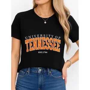University Of Tennessee T Shirt Black Casual Wear Personalized Unisex Women's Top Summer Comfortable Breathable Short Sleeve Tee Suitable For Various Outfits Made In Usa