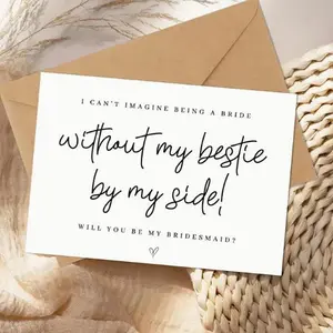 Bridesmaid Card, 1 Count Letter Pattern Greeting Card with Envelope, Quote Cards, Wedding Proposal Card, Wedding Party Gift for Women, Lettering