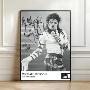 [ MICHAEL JACKSON  - UNFRAMED POSTER ] Michael Jackson Concert Poster, Iconic King Of Pop Music , Replica Signed MJ Poster, Limited Edition Artwork