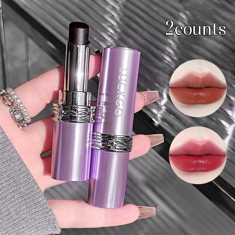Two-Pack Rose Magic Lipstick Long-Lasting Matte Finish Non-Stick Cup Formula Perfect for Daily Wear Makeup Essential Cosmetics Products Soft Matte Lipstick