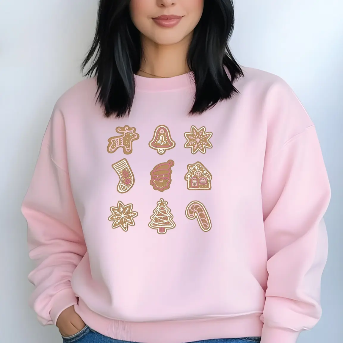 Gingerbread Cookie Christmas Sweater- Women's Cute Christmas Cookie Sweatshirt