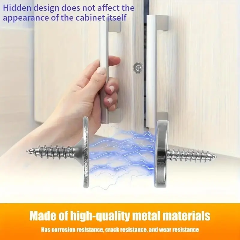 Magnetic Door Latch Set, Hidden Magnet Closure with Concealed Hinges, Suitable for Glass Doors, Kitchen Cabinets, Wardrobes