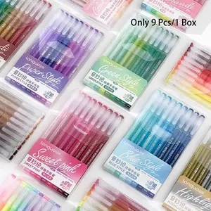 9pcs Morandi Color Gel Pens Set, Gradient Colors, Clear Barrel, 0.6mm Ballpoint, Drawing & Highlighting, Back to School Supplies, Premium Paint Pens, Watercolor Pens, Art Pens