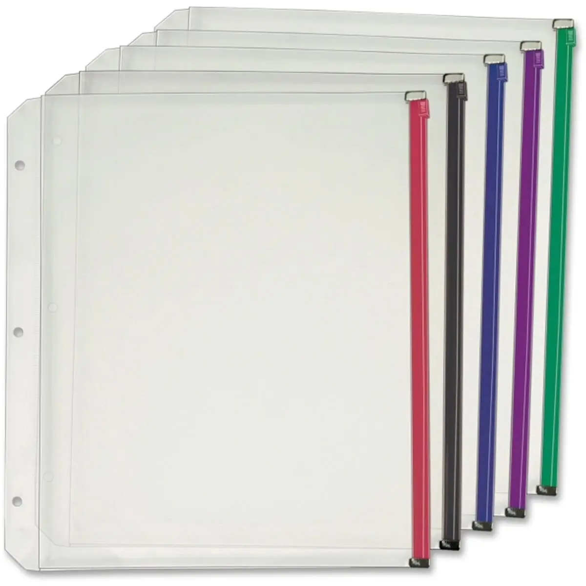 212 MAIN 0.5in 3-Hole Punch Binder Pockets, Assorted Colors Expanding File Folder, Letter Size Documents Organizer, Office Supplies Binder Accessory, Pack of 5