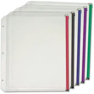 Reg  0.5 Zipper Binder Pockets, Assorted Color - Pack of 5